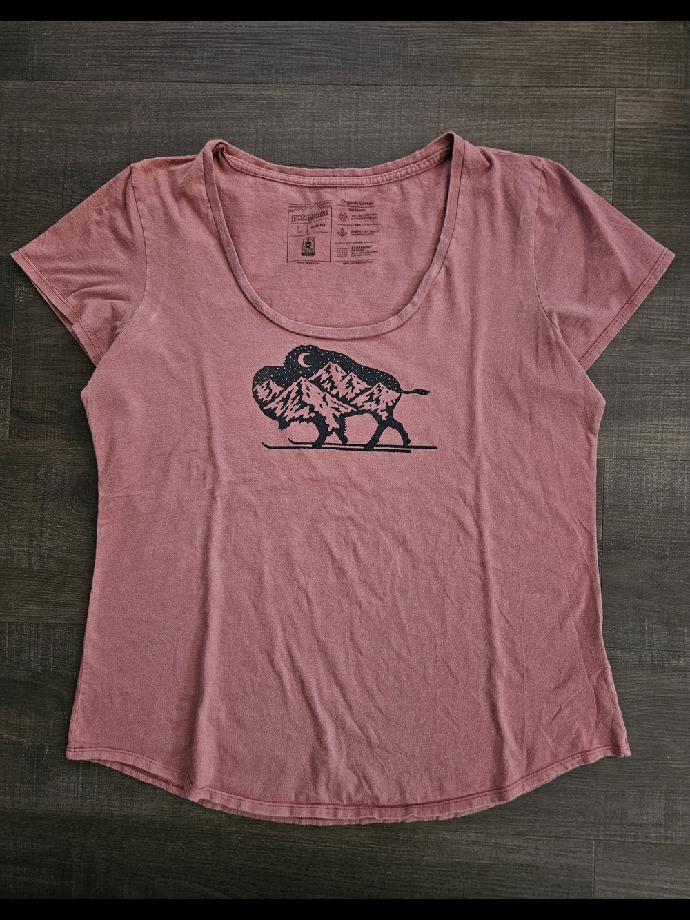 Patagonia Fitz Roy Bison Organic Cotton Scoop Neck Graphic Tee - Women's L